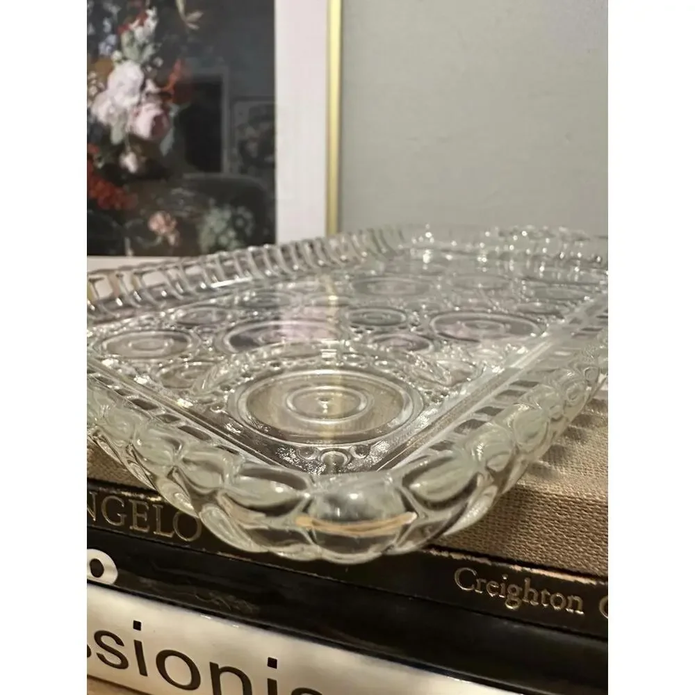VTG ANCHOR HOCKING Colonial Lady Pattern Dot Design Snack Sushi Catch All Tray